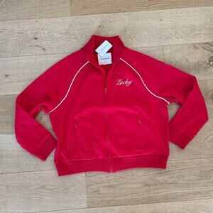 Lucky Brand - Raglan Track Jacket in Red & White